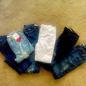 Juniors jeans size 0 Dark Blue.Light blue and White. Some New with tags